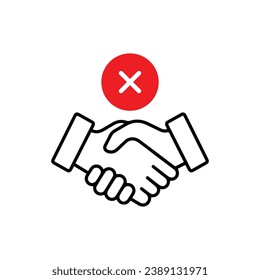 ein schlechtes Geschäft wie ein dünnes Handshake-Symbol. Konzept der nicht Solidarität und Betrug in Teamarbeit und unprofessionelles Verhalten. Hub flach Trend einfache schlechte Geschäft Logo-Design einzeln auf Weiß