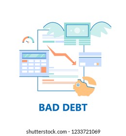 Bad Debt concept, Money Crisis line vector icon isolated on white background