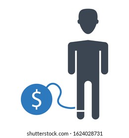 bad debt on white background, Financial Crisis Concept, recession vector design icon