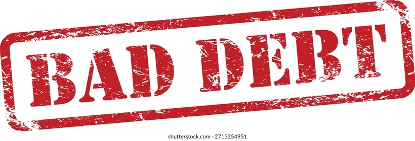 Bad Debt Red Grunge Text Stamp in Rectangular Border