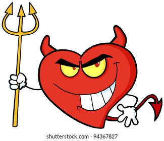 Bad Devil Heart Character With A Trident