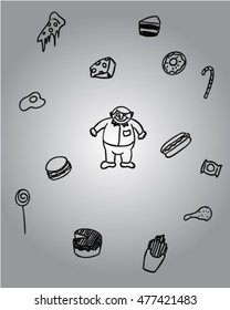 Bad diet doodle vector art