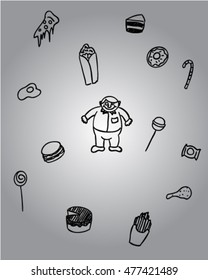 Bad diet doodle vector art