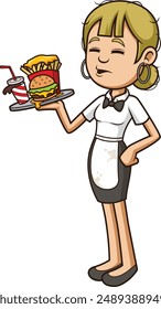 Bad and dirty waitress vector illustration