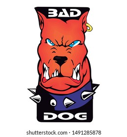 Bad dog. Angry dog looking dangerous. Vector icon isolated of the background