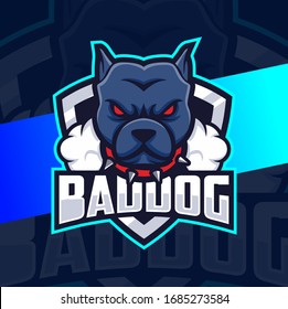 Bad Dog Head Mascot Esport Logo Design