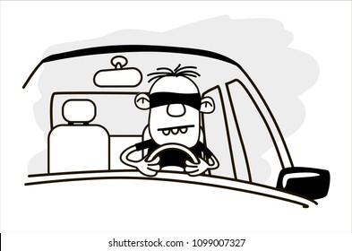 Bad Driver. Funny vector. Hand drawn vector illustration.