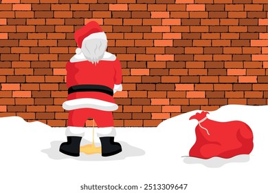 Bad drunk Santa Claus peeing