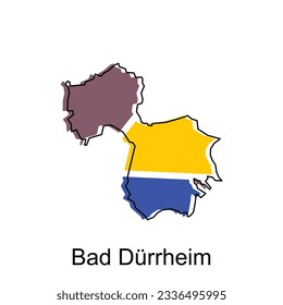 Ilustración vectorial de Mapa de la Ciudad de Durrheim de Alemania mala, plantilla vectorial con estilo de esbozo gráfico aislado en fondo blanco