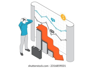 Bad Economy Reduction, Budget recession, Isometric concept of Bankruptcy, Bankruptcy, Bad Economy Reduction, Budget recession, Financial Crisis