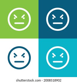 Mal Emoticon Square Face Flat cuatro colores mínimo conjunto de iconos
