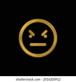 Bad Emoticon Square Face gold plated metalic icon or logo vector