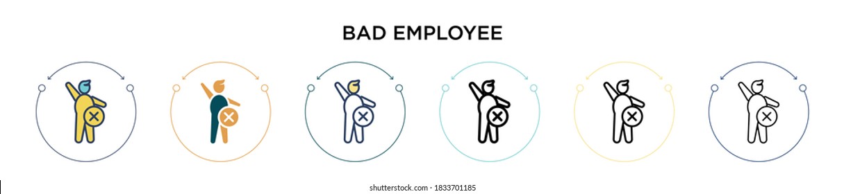 Bad Employee Icon In Filled, Thin Line, Outline And Stroke Style. Vector Illustration Of Two Colored And Black Bad Employee Vector Icons Designs Can Be Used For Mobile, Ui, Web