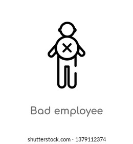 Bad Employee Vector Line Icon. Simple Element Illustration. Bad Employee Outline Icon From People Concept. Can Be Used For Web And Mobile