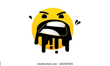Mala experiencia retroalimentación, cliente infeliz, sobrealimentación, cliente difícil, de mal gusto, mala calidad de servicio, cara enojada, emoticono loco, odio y furioso, ilustración vectorial