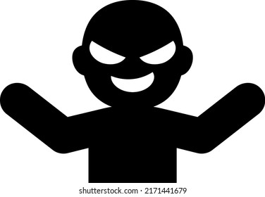 Bad face guy with arms outstretched.