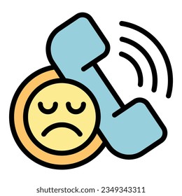 Bad feedback call icon outline vector. Customer service. Online survey color flat