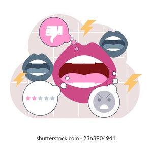 Bad feedback. Dissatisfaction of product or service, negative review from a client. Customer experience ranking. Consumer complaint. Flat vector illustration