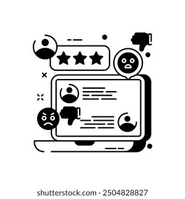 Icono de glifo de mal Comentarios, Ilustración vectorial