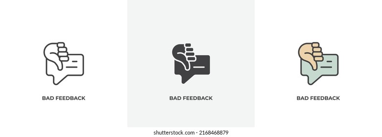 Bad Feedback Icon. Line, Solid And Filled Outline Colorful Version, Outline And Filled Vector Sign. Idea Symbol, Logo Illustration. Vector Graphics