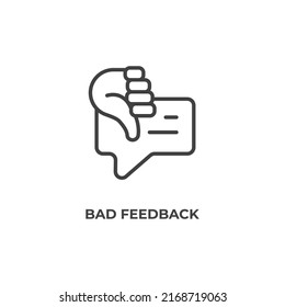 Bad Feedback Line Icon. Linear Style Sign For Mobile Concept And Web Design. Outline Vector Icon. Symbol, Logo Illustration. Vector Graphics