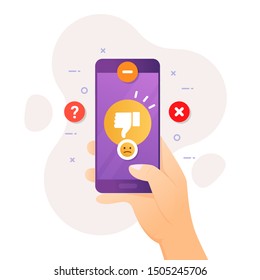 Bad feedback and review concept for customer satisfaction. User experience give vote review results
