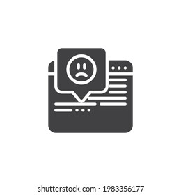 Bad feedback vector icon. filled flat sign for mobile concept and web design. Negative customer review glyph icon. Symbol, logo illustration. Vector graphics