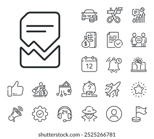 Bad File sign. Salaryman, gender equality and alert bell outline icons. Corrupted Document line icon. Paper page concept symbol. Corrupted file line sign. Spy or profile placeholder icon. Vector