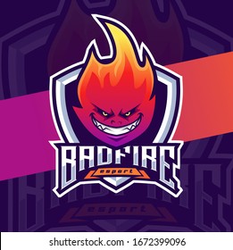 bad fire mascot esport logo design