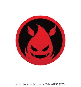 bad fire mascot esport logo design. Devil Fire and Devil Flame Logo.