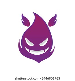 bad fire mascot esport logo design. Devil Fire and Devil Flame Logo.