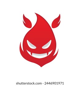 bad fire mascot esport logo design. Devil Fire and Devil Flame Logo.