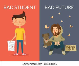 Bad future. Vector flat illustration