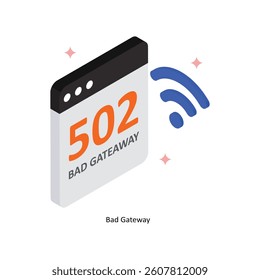 Bad Gateway Concept isometric Style Illustrations. Eps 10 File 