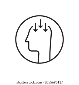bad or good thoughts inside thin line head. concept of people with deep problem or emotion trauma or human nervous disorder. linear stroke worry or bias logotype graphic art design isolated on white