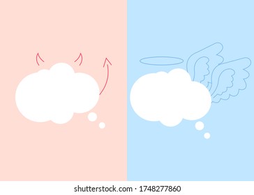 Bad and good thoughts set on colorful background vector illustration cartoon flat design modern style 