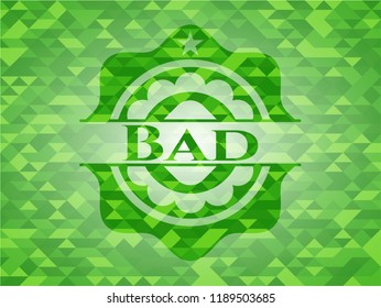 Bad green emblem with triangle mosaic background