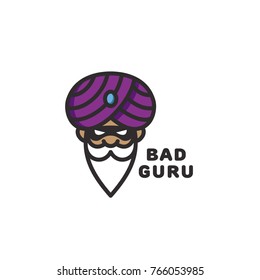 Bad guru logo template design. Vector illustration.