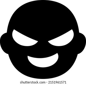 Bad Guy Face Isolated Vector Illustration.