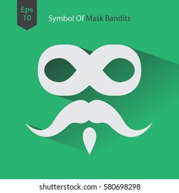 Bad Guy Mask Flat Icon. Symbol Of Mask Bandits. Simple Vector Illustration