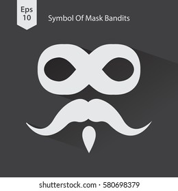 Bad Guy Mask Flat Icon. Symbol Of Mask Bandits. Simple Vector Illustration