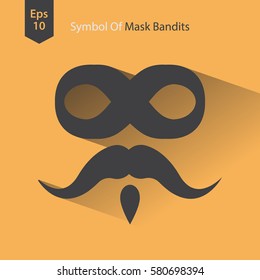 Bad Guy Mask Flat Icon. Symbol Of Mask Bandits. Simple Vector Illustration
