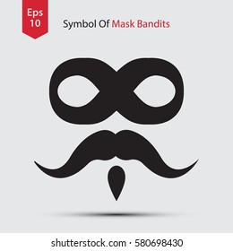 Bad Guy Mask Flat Icon. Symbol Of Mask Bandits. Simple Vector Illustration