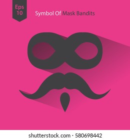 Bad Guy Mask Flat Icon. Symbol Of Mask Bandits. Simple Vector Illustration