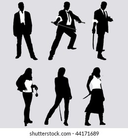 Bad Guys Vector Silhouettes (men And Women)