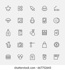 bad habit line icons vector illustration flat design