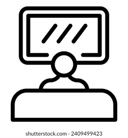 Bad habit tv watch icon outline vector. Fat man person. Passive lifestyle