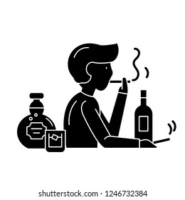 Bad habits black icon, vector sign on isolated background. Bad habits concept symbol, illustration 