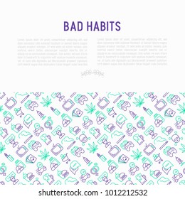 Bad habits concept with thin line icons