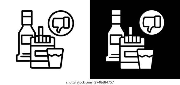 Bad Habits Icon whiteblack Vector Illustration